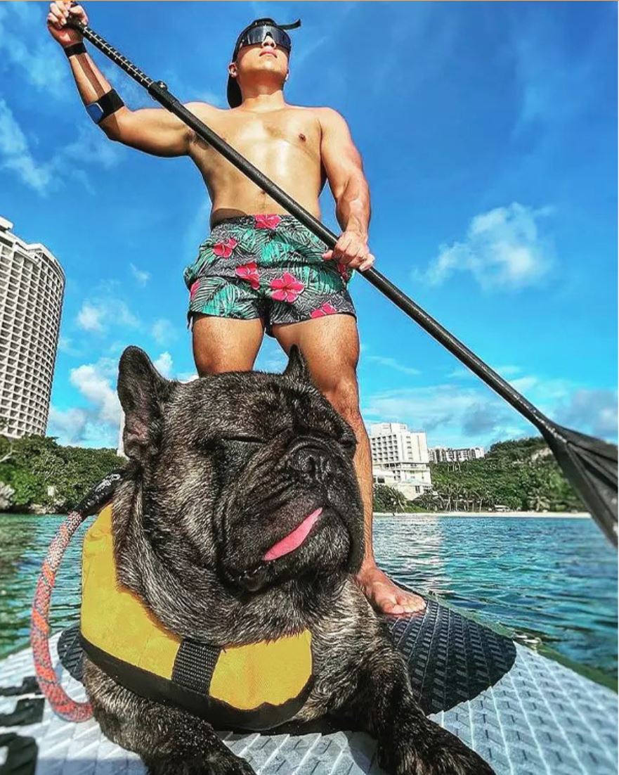 amazon atoll 11foot inflatable sup dog man