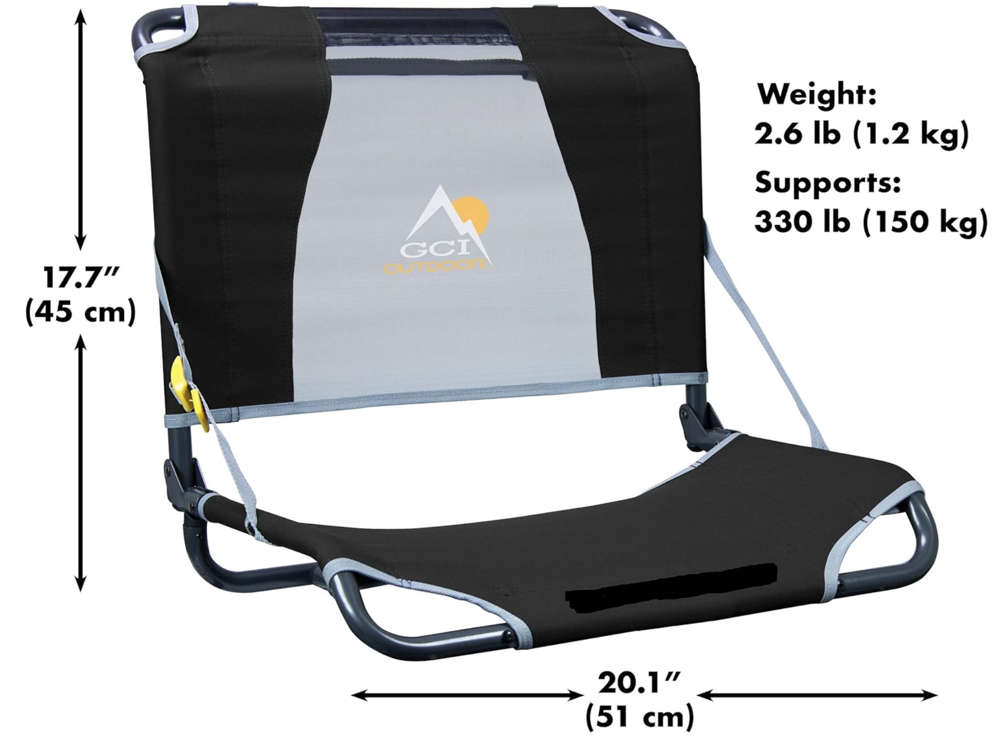 amazon gci big comfort stadium chair adjustable backrest black with dimensions