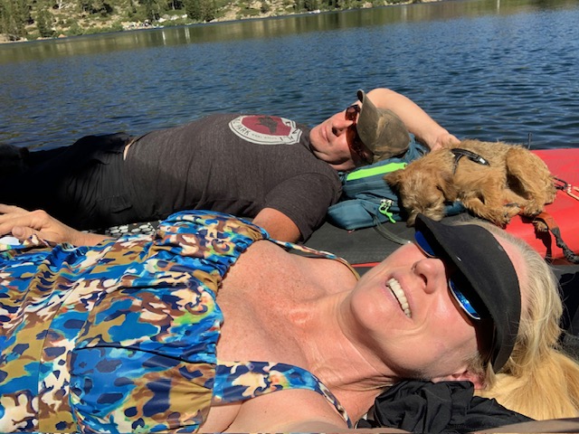 resting on paddle board
