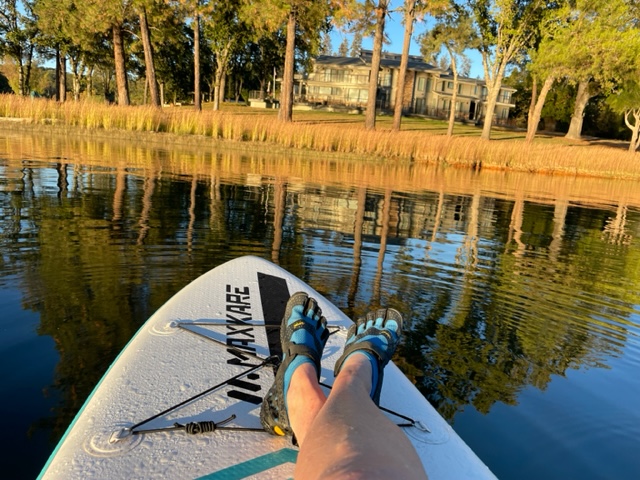 sit down paddle board feet toesies combie lake
